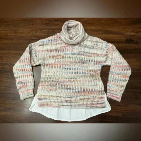 Hem & Thread Sweater Size Small Turtleneck Pastel Boutique Chunky Knit Soft NWT - Picture 15 of 15